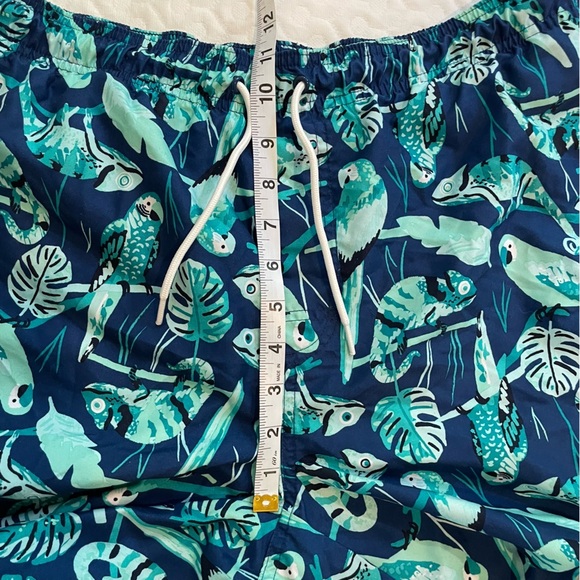 Old Navy Green and Blue Swim Trunks Men’s Medium Parrot Iguana Tropical Netting - Picture 6 of 8